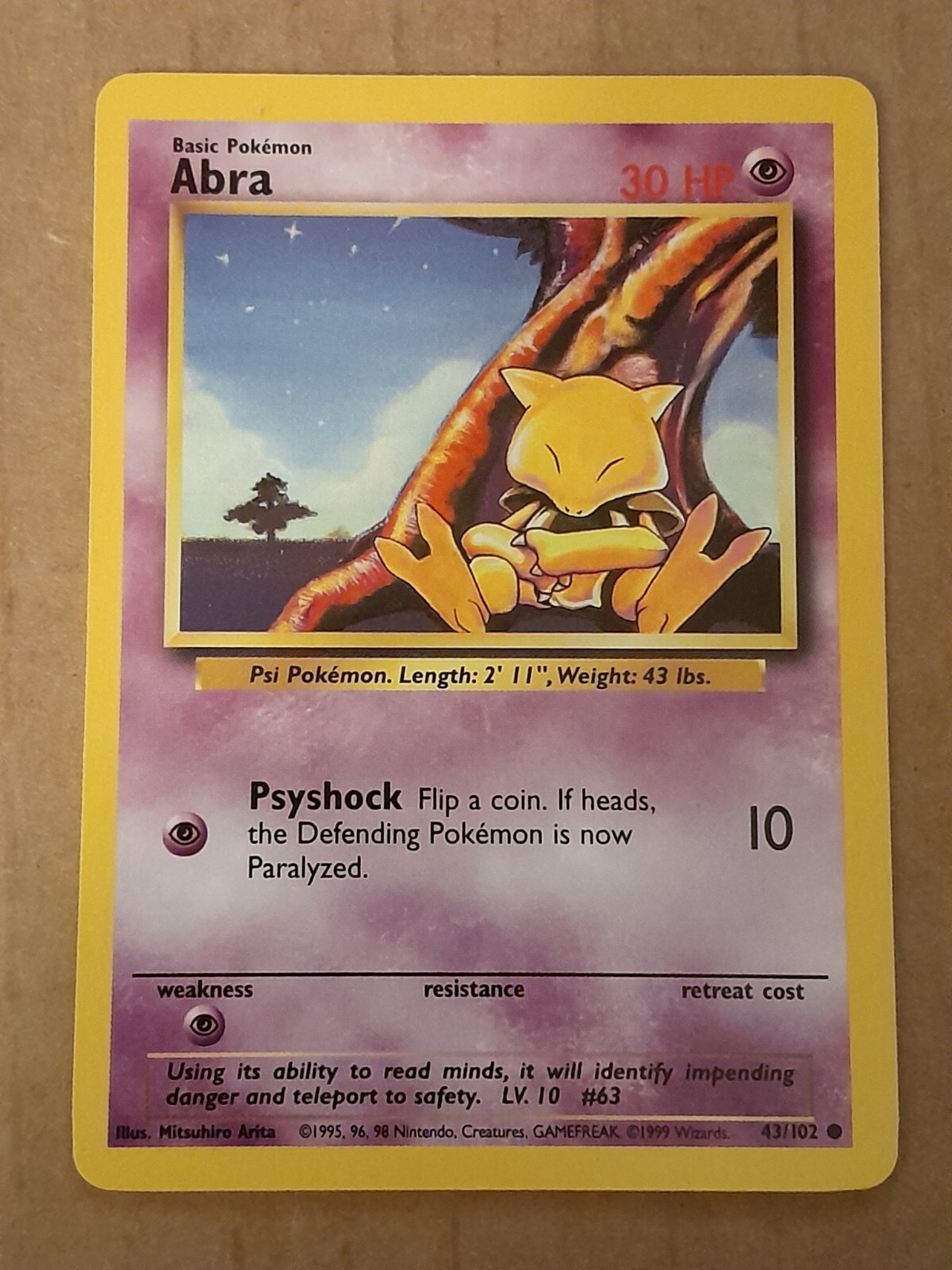 Pokemon Abra 43/102 Base Set Unlimited NM See Pictures