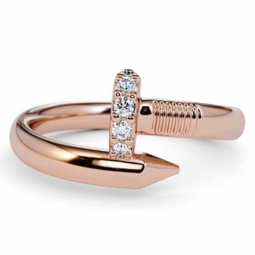 1Ct Round Cut Lab-Created Diamond 14K Rose Gold Finish Beautiful Wedding Ring