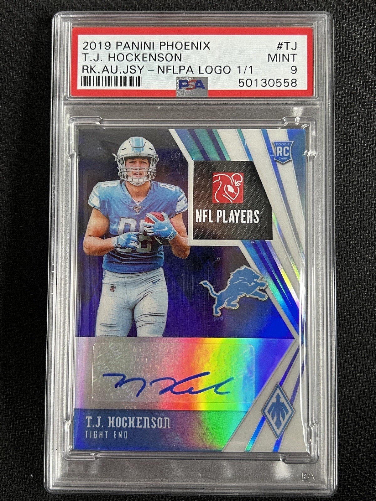 TJ Hockenson Panini Phoenix Rookie Autograph Jersey #TJ Nflpa Logo 1/1