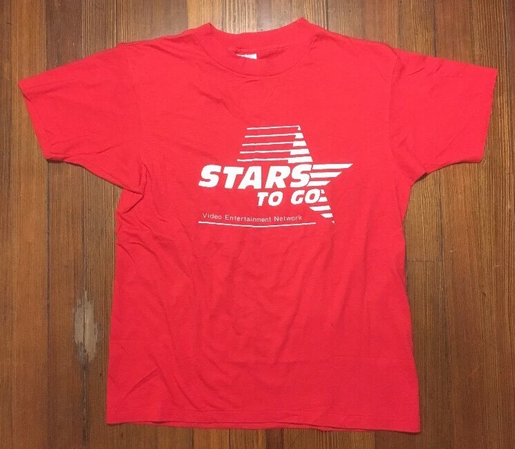 Camiseta De Colección Stars To Go Video Network VHS Hanes M/L Estrellas Películas Suave Delgada Foto 4 de 4
