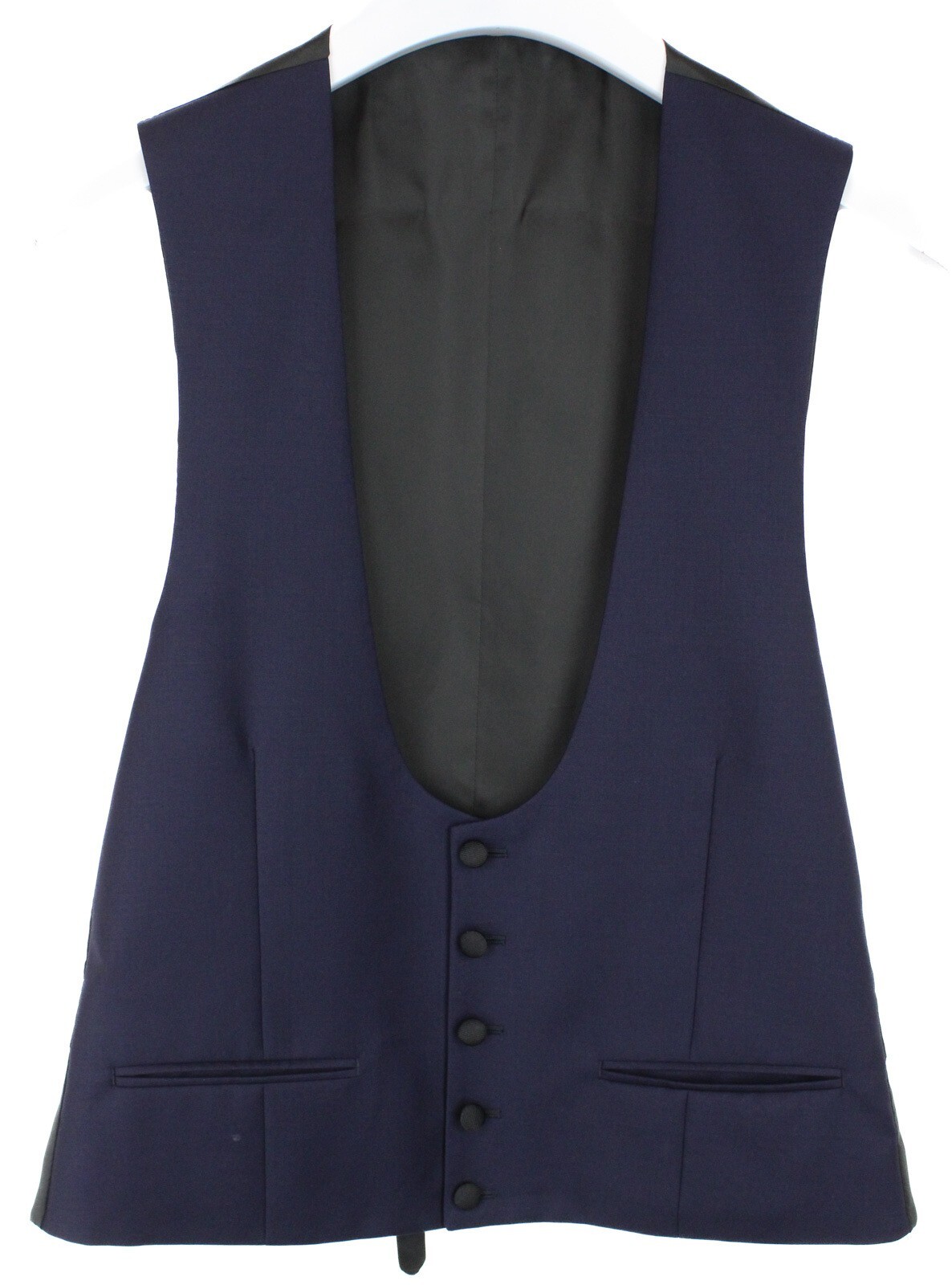 SUITSUPPLY U-Neck Waistcoat Men's UK 38 Wool Button Up Dark Blue Vest