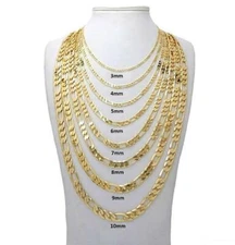 Genuine 18K Gold Filled 16-32inch Figaro Chain Necklace Many Thickness Available