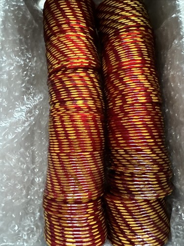 JOBLOT BUNDLE 24 SETS OF COIL SPRING BANGLES BRACELETS RED /GOLD PLASTIC - Picture 3 of 14