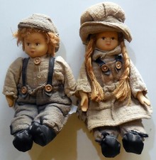 VINTAGE COPPIA BAMBOLE  DOLL PORCELLANA 1980-90s h:23-24 cm