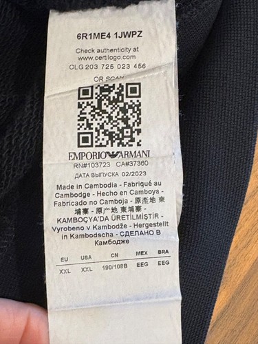 Emporio Armani Black Eagle Hoodie Sweatshirt SIZE XXL Style #6R1ME41JWPZ - Picture 11 of 14