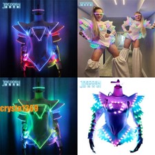 Woman Party DJ Bar Nightclub Disco LED Luminous Mini Dress Performance Costume