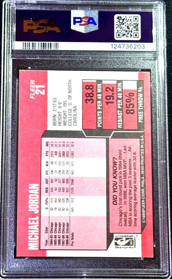 Fleer 1989 - Michael Jordan #21 PSA 7 Foto 2 de 2