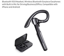 Bluetooth Headset, Wireless Bluetooth Earpiece V5.0 Hands-Free Earphones