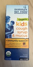 Mommy's Bliss Organic Cough Syrup & Mucus for Kids, 4 Fl Oz Exp 06/2026