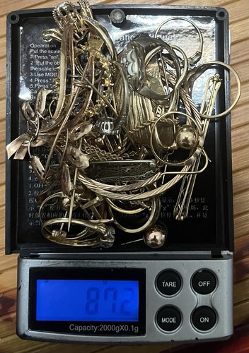 14 Kt Gelbgold Schmuck & Schrott Konvolut 87,2 Gramm