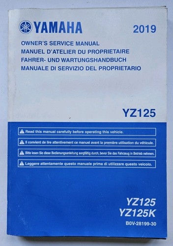 USED IN GOOD CONDITION GENUINE 2019 YAMAHA YZ125 OWNERS MANUAL B0V-28199-30 - Picture 1 of 3