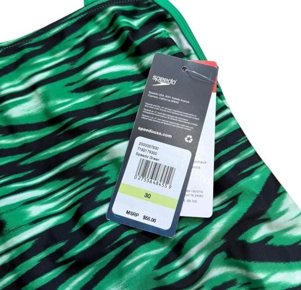 Купальник соревновательный женский Speedo Wave настенный с перекрестной спинкой зеленый размер 30 - дайвинг - Изображение 2 из 4