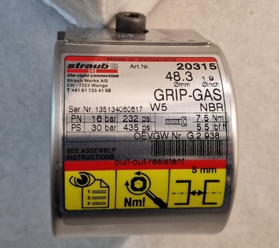 Straub GRIP-GAS W5 Rohrkupplung Ø 48,3 mm Art. 20315