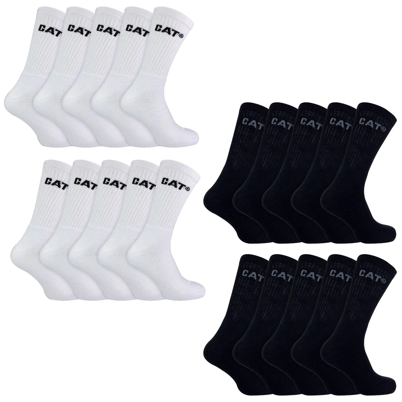 Mens Work Socks by Caterpillar , 10 Multi Pack Cotton Boot Socks