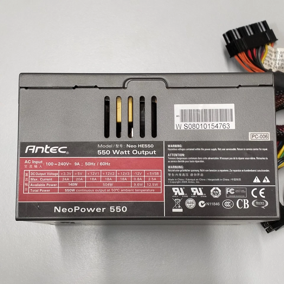 Genuine Antec NeoPower 550 Watts ATX Computer Power Supply PSU Neo HE550 - Image 4 of 4