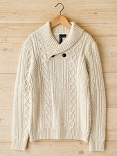Janie And Jack Sweater Size 8 Boys Cream Fisherman Pullover NWT