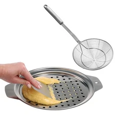 Stainless Steel Spaetzle Maker Lid with Scraper Spider Strainer German
