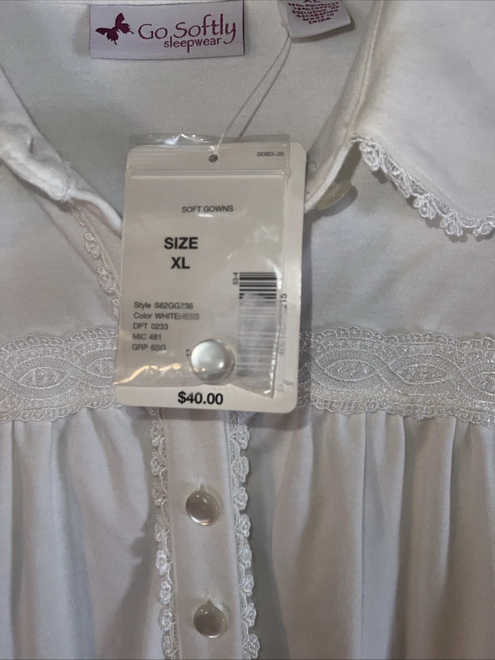 Go Softly Flannel Night Gown Ivory Sz X-Large NWT - Image 4 of 4