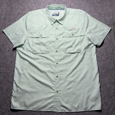 Magellan Fish Gear Shirt Mens XL Green Checks Short Sleeves Button Up Angler Fit