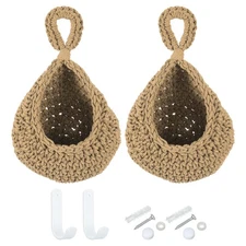 2pcs Hanging Fruit Baskets Mini Size Hanging Baskets Brown