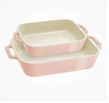 Staub Stoneware 2-pc, Rectangular Baking Dish Set Macaron, light pink