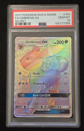 2017 Pokemon Sun & Moon Base Umbreon GX Secret Rare 154/149 PSA 10