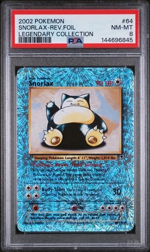 PSA 8 Snorlax 2002 Legendary (Collection) 64/110 Reverse Holo Pokemon Card