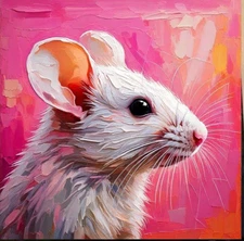 ORIGINAL Oil PAINTING on Canvas Mouse Textured Art 8x8 in  Impasto Custom Order