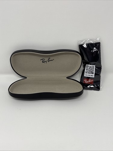 Neues Ray Ban schwarzes Clamshell Brillen Sonnenbrillenetui mit Lappen
