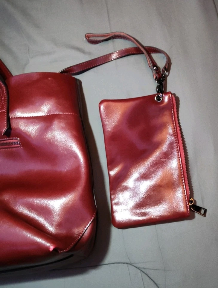 Elle Women's Purse Wallet Combo Red Burgundy Faux Leather - Image 3 of 4