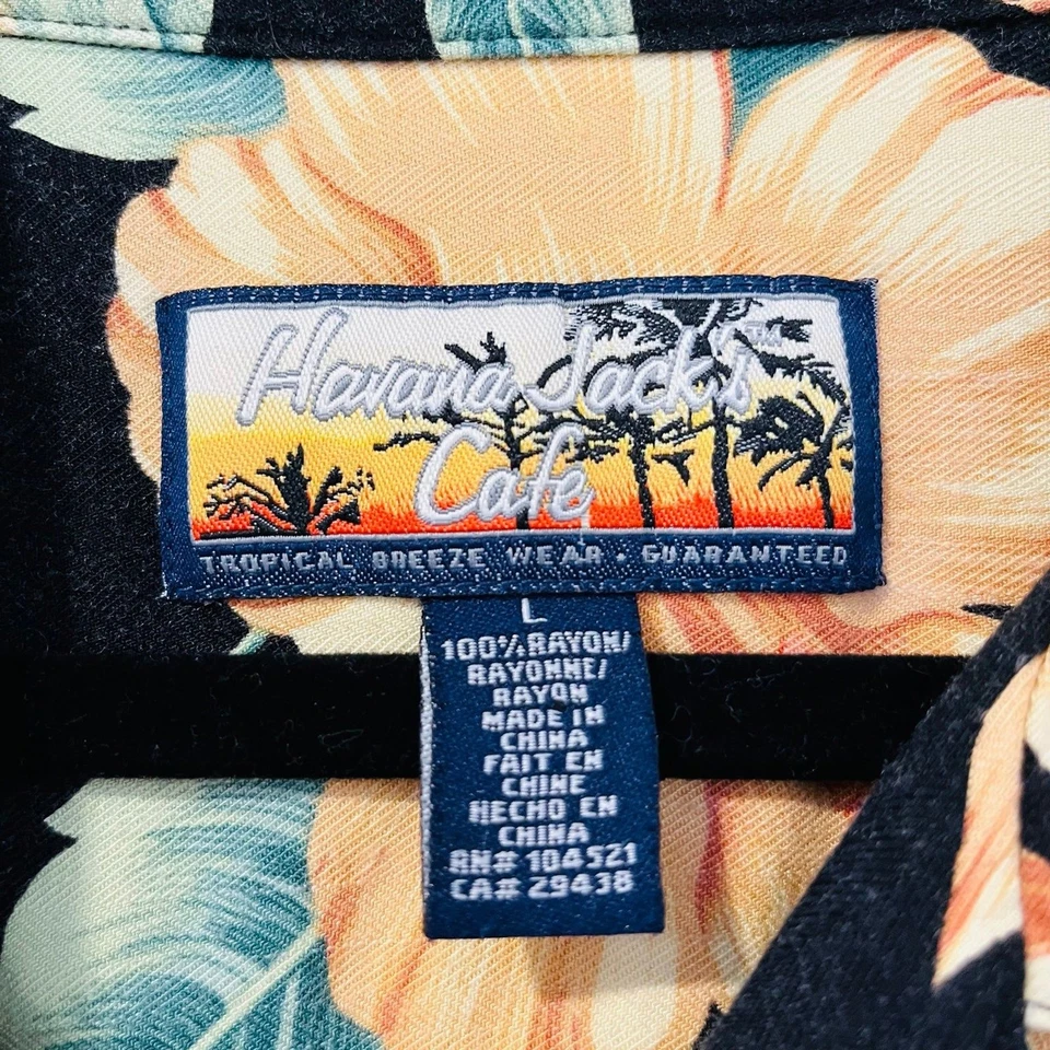 Havana Jack’s Cafe Yellow Floral Hawaiian Button Polo size Large - Image 4 of 4