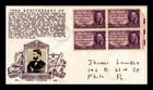DR JIM STAMPS US COVER JOSEPH PULITZER FDC SCOTT 946 BLOCK OF 4 CROSBY PHOTO
