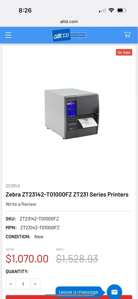 Zebra ZT231 Series Label Printer – 4-Inch Thermal Transfer Printing with 203 dpi - Image 4 of 4