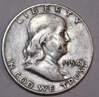 1954-D Franklin Half Dollar - 90% Silver - Circulated - Very Fine - #0637EB