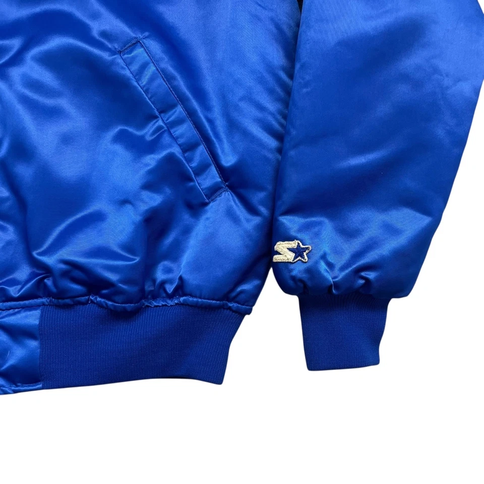 VTG 90s NFL SEATTLE SEAHAWKS STARTER SATIN BOMBER JACKET BLUE SIZE L MADE IN USA - Image 3 of 4