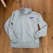 Georgia State University 3/4 Champion Zip Up Pullover Medium Ladies Gray