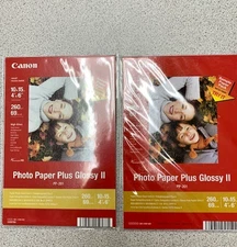 Canon photo paper plus glossy ii PP-201. 2 packs, unopened. 4x6