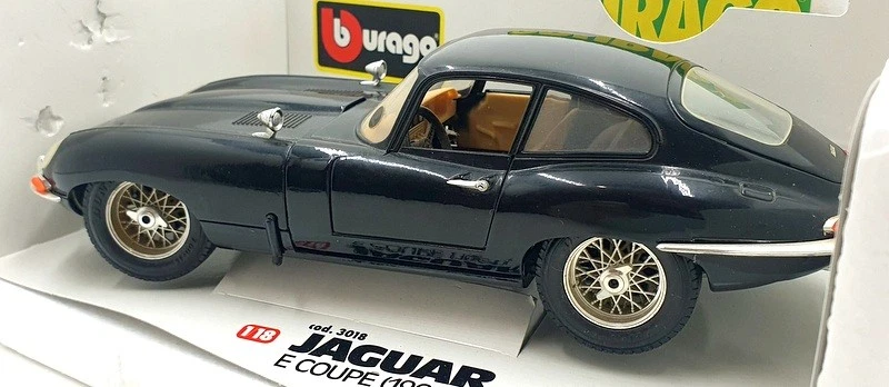 Литая модель купе Jaguar E 1961 года в масштабе 1:18 Burago — черная - Изображение 2 из 4