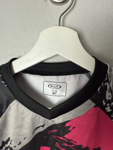 BILT Youth Medium (8) Girls Long Sleeved Pink Black Gray Racing Dirt Biking Top - Picture 3 of 3