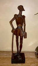 RARE Vintage Don Quixote Quichote OURO Sculpture Statue En Bois Sculpté Ancien