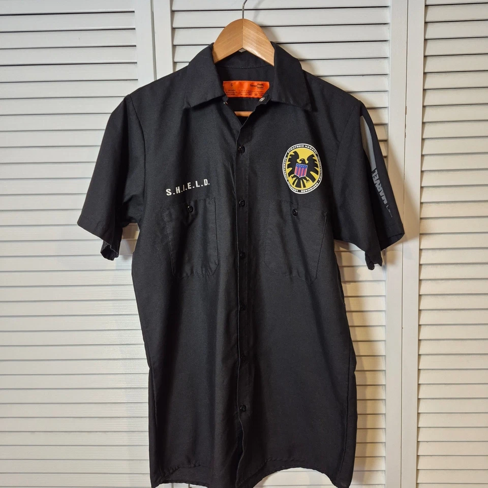 Marvel S.H.I.E.L.D. Camisa Agente S Negra Abotonada Disfraz Cosplay Vengadores MCU Foto 3 de 4