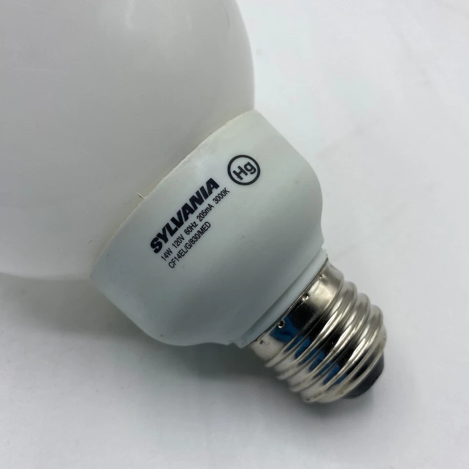 SYLVANIA 29195 SOFT WHITE GLOBE 60 LIGHT LAMP BULB 14W CF14EL/G/830/MED 120V - Image 4 of 4