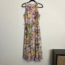 Tahari beautiful floral high low sleeveless dress Cottage Wedding Event Fairy