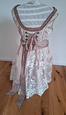 Dirndl Mädchen Damen Gr. 34 XS Beige Mehrfarbig Polyester Spitze kurz