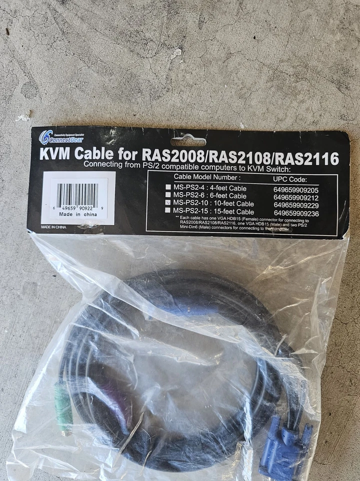 10ft 3 in 1 KVM Cable, Super VGA M/F + PS/2 Keyboard & Mouse (Black Color) - Image 2 of 2