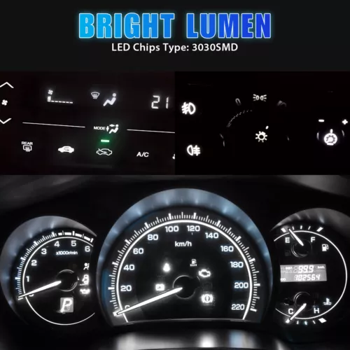 20x T5 74 17 37 3 LED Instrument Gauge Cluster Dash Light Bulbs w/ Sockets White - Picture 3 of 7