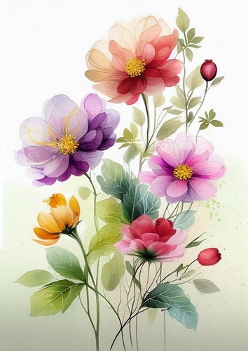 Watercolour Flowers Print Wildflower Floral Boho Wall Art Poster A3 A4 A5 - Picture 4 of 6