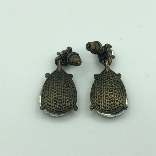 Dangle Earrings Amber Tone Sparkle Teardrops Pierced Ears Disco Festival Retro - Picture 14 of 15