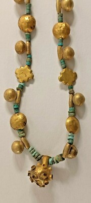 Ancient gold & Faience necklace Greek Phoenician or Near Eastern I mil. BC 