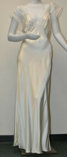 $1250 NEW Jenny Packham Lace Cap Sleeve Long Slip Gown Dress Ivory  SILK M - Afbeelding 1 van 16